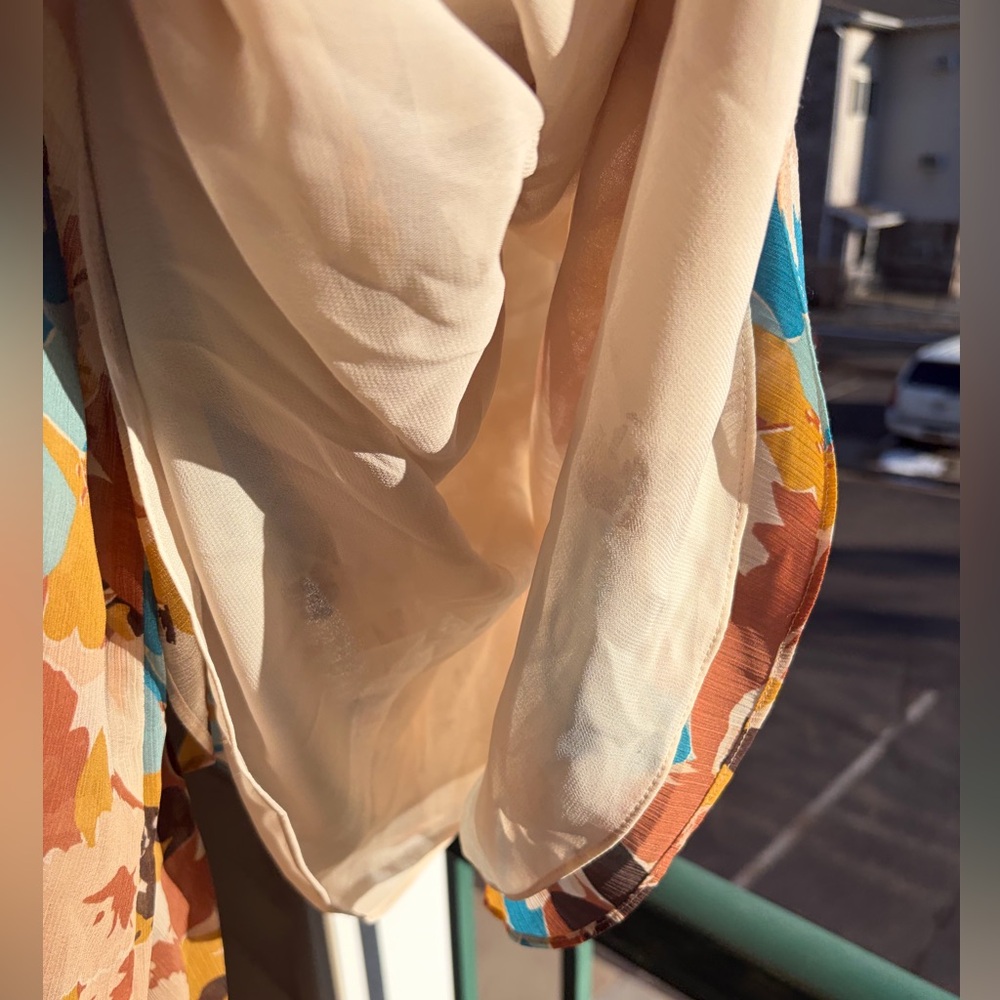 🆕 Lauren Ralph Lauren Floral Blouse Size Large Boho Sheer Multicolor Top Style - Picture 15 of 17